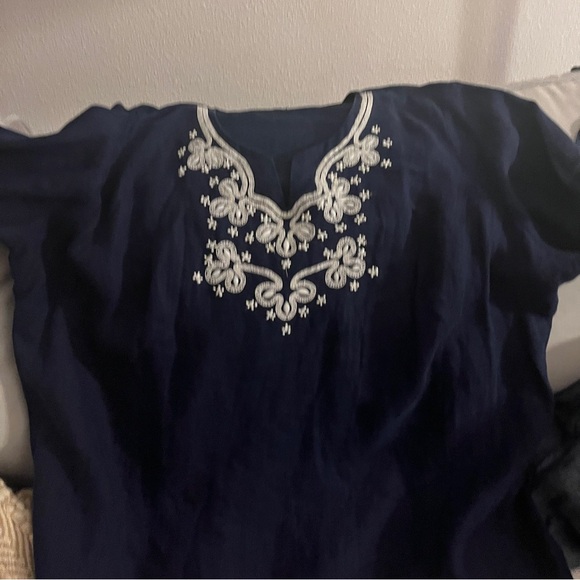 JM Collection Women’s Embroidered Tunic Top, Navy Blue, Size 20 W - Picture 4 of 12